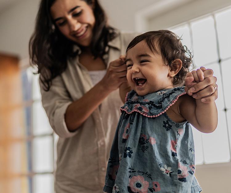 Mother playing with her child