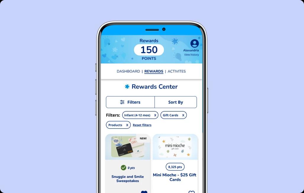 Enfamil Mobile App rewards dashboard